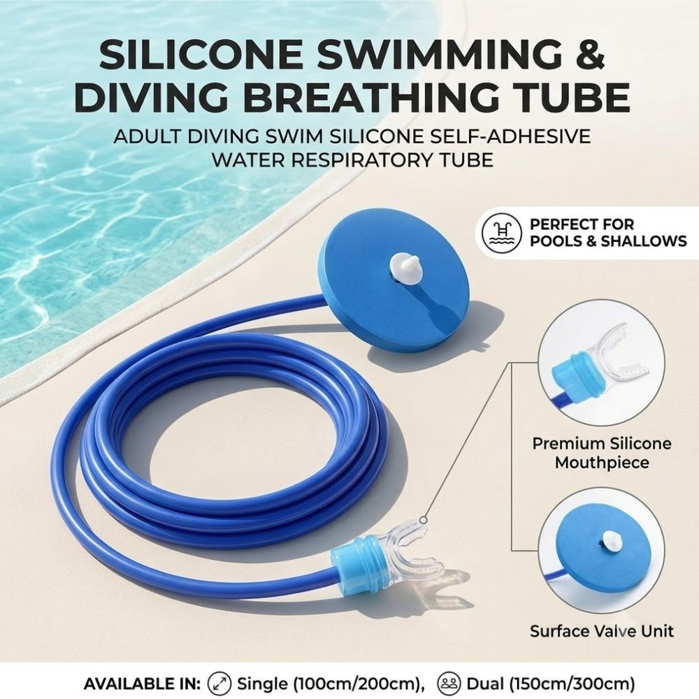 Saltwater Line - Erwachsenen-Tauch- und Schwimm-Silikon-Atemschlauch Flexibler Oberflächen-Schnorchel Unterwasser-Atemleitung