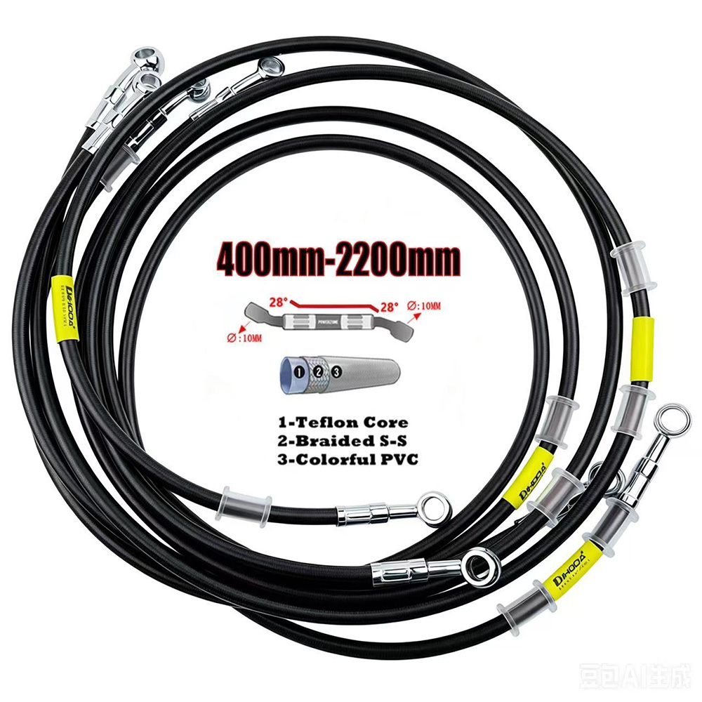 Braided Line - 400-2200mm Motorrad Hydraulischer Bremsschlauch 10mm Banjo-Anschluss